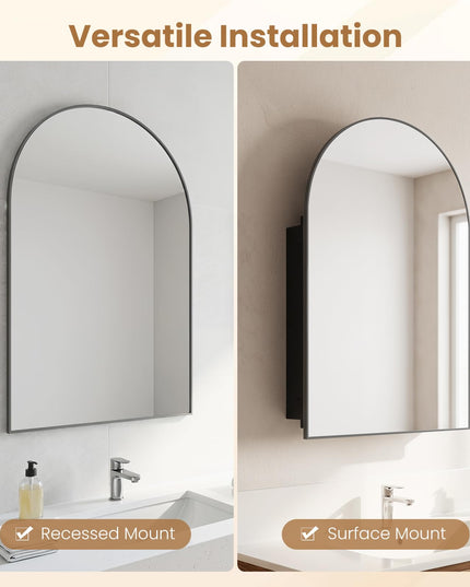 Giantex Medicine Cabinet for Bathroom with Arched Mirror