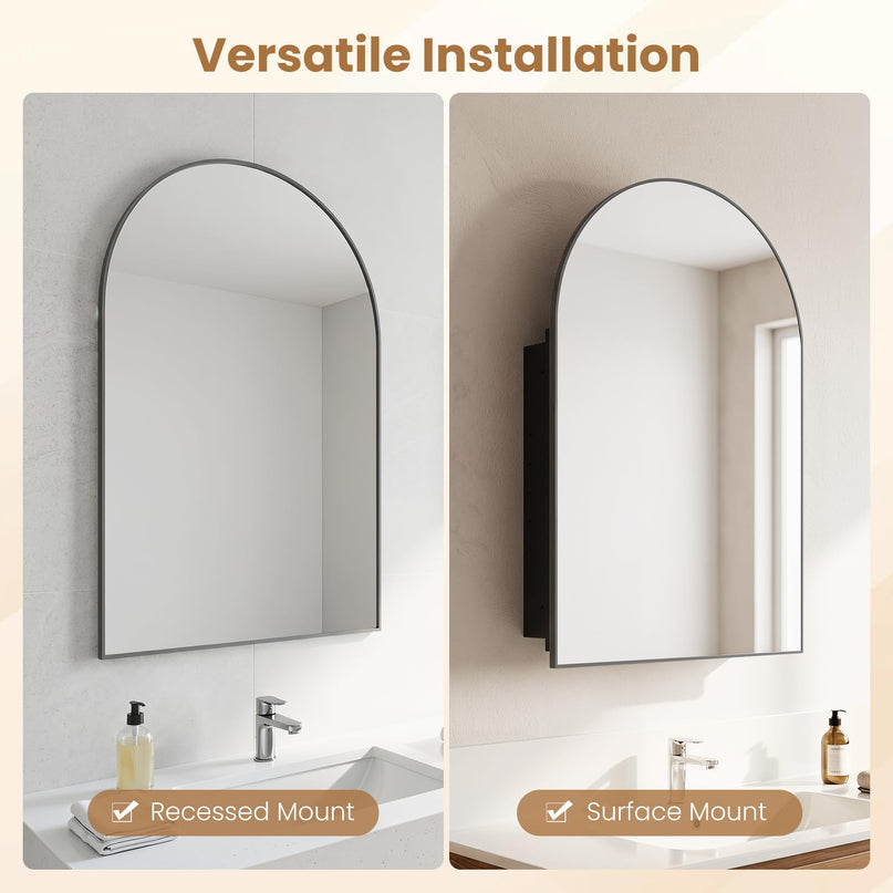 Giantex Medicine Cabinet for Bathroom with Arched Mirror