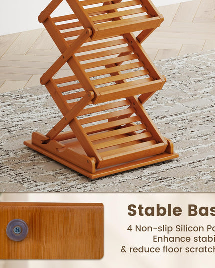 Giantex Foldable Bamboo Magazine Rack with 2 Adjustable Positions