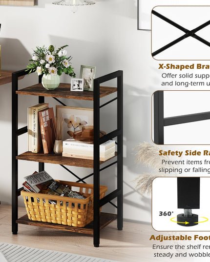 Giantex Étagère de Présentation Étroite à 3 Niveaux Autonome avec Cadre Métallique et Étagères de Rangement en Bois (1/2)