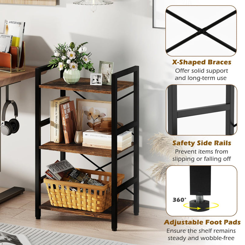 Giantex 3-Tier Narrow Freestanding Display Shelf with Metal Frame & Wooden Storage Racks(1/2)