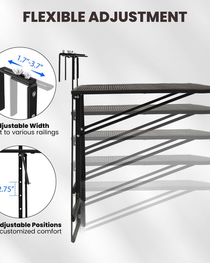 Table de bar pliante en métal Giantex 80 cm, avec hauteur réglable sur 5 positions, s'adaptant à différentes balustrades