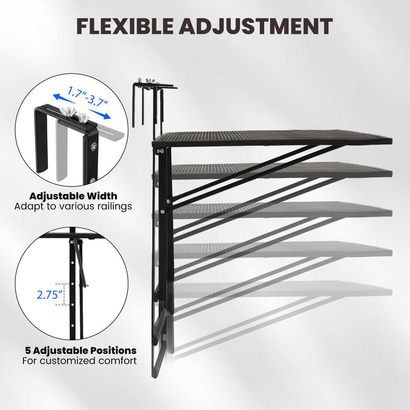 Table de bar pliante en métal Giantex 80 cm, avec hauteur réglable sur 5 positions, s'adaptant à différentes balustrades