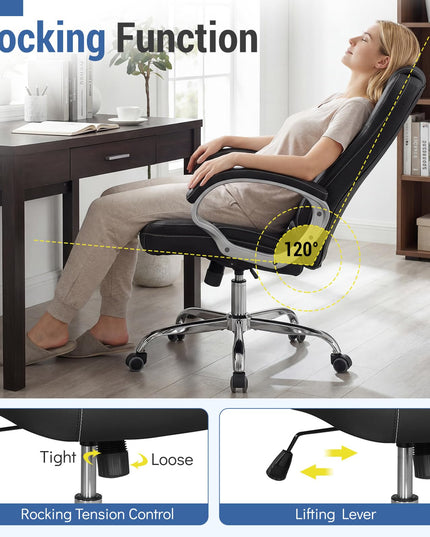Chaise de bureau Giantex en cuir réglable en hauteur avec roulettes pivotantes à 360°