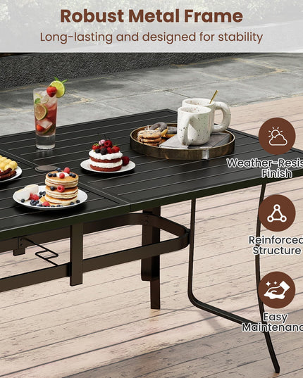 Giantex Rectangular Patio Dining Table for 6 with Adjustable Umbrella Hole for Porch