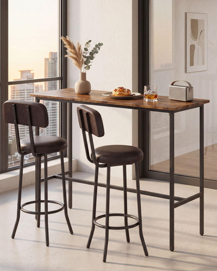 Giantex 3-Piece Bar Table and Chairs Set with Backrest & Footrest