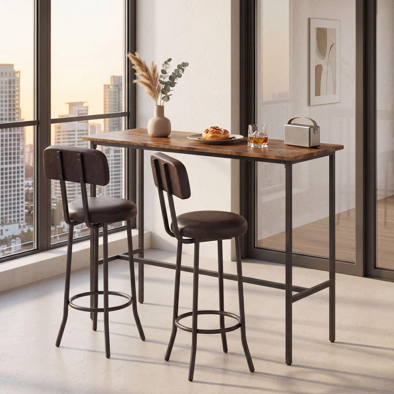 Giantex 3-Piece Bar Table and Chairs Set with Backrest & Footrest