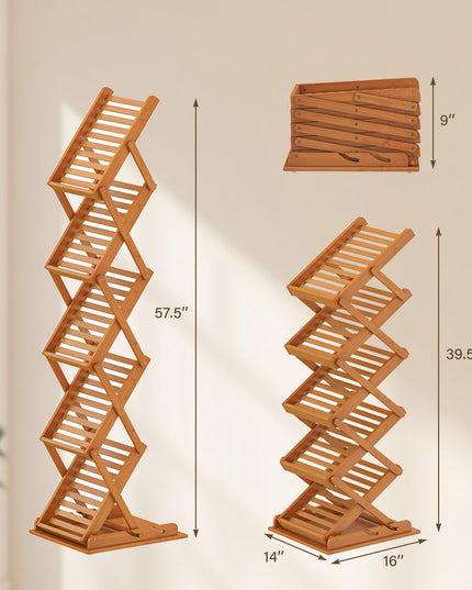 Giantex Foldable Bamboo Magazine Rack with 2 Adjustable Positions