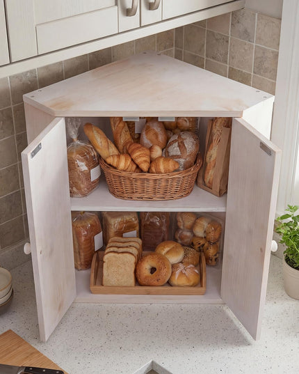 Boîte à pain d'angle Giantex pour comptoir de cuisine avec étagères de garde-manger à 2 niveaux
