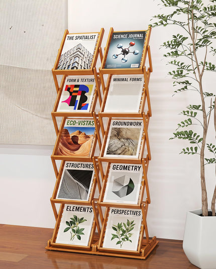 Giantex Foldable Bamboo Magazine Rack with 2 Adjustable Positions