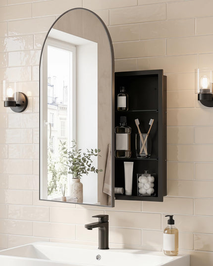 Giantex Medicine Cabinet for Bathroom with Arched Mirror