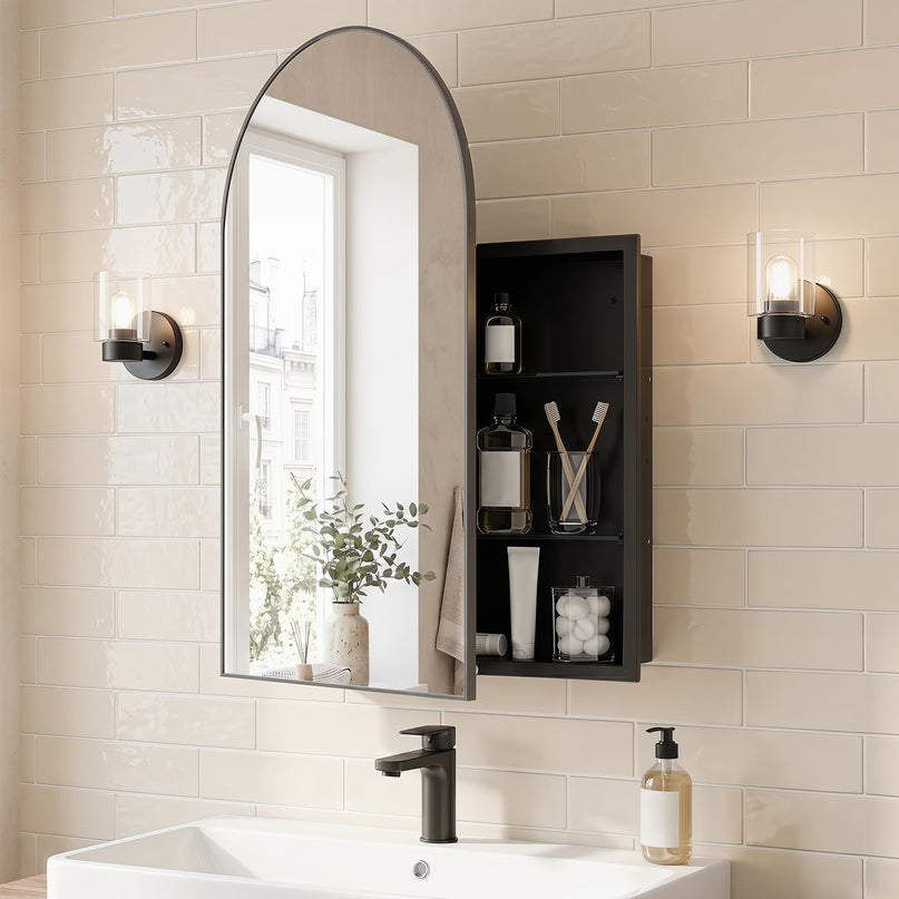 Giantex Medicine Cabinet for Bathroom with Arched Mirror
