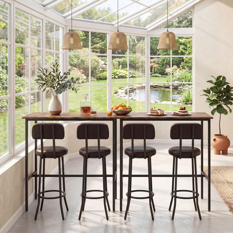 Giantex 3-Piece Bar Table and Chairs Set with Backrest & Footrest