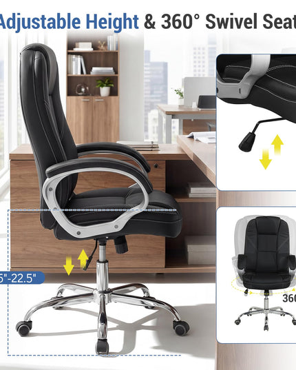 Chaise de bureau Giantex en cuir réglable en hauteur avec roulettes pivotantes à 360°