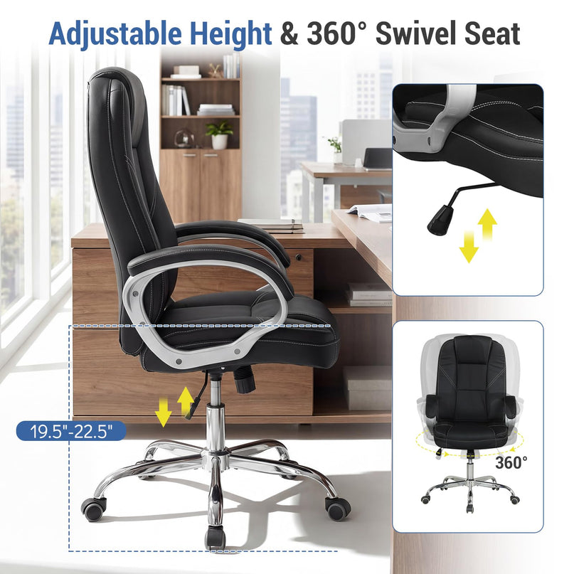 Chaise de bureau Giantex en cuir réglable en hauteur avec roulettes pivotantes à 360°
