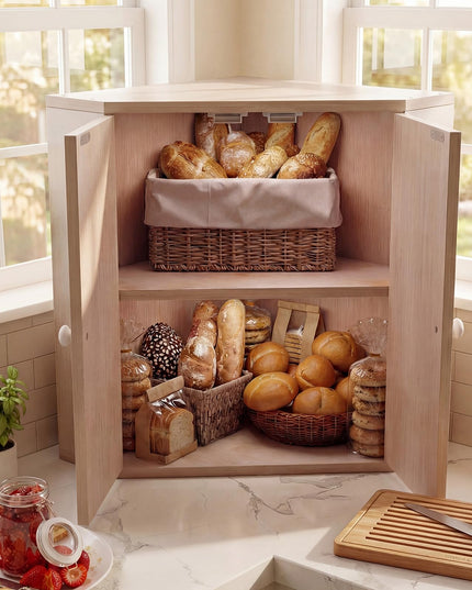 Boîte à pain d'angle Giantex pour comptoir de cuisine avec étagères de garde-manger à 2 niveaux