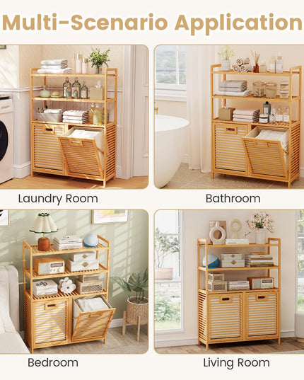 Giantex Double Tilt Out Laundry Hamper with 3-Tier Storage Shelf