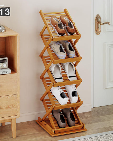 Giantex Foldable Bamboo Magazine Rack with 2 Adjustable Positions