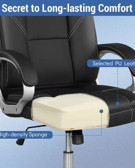 Chaise de bureau Giantex en cuir réglable en hauteur avec roulettes pivotantes à 360°