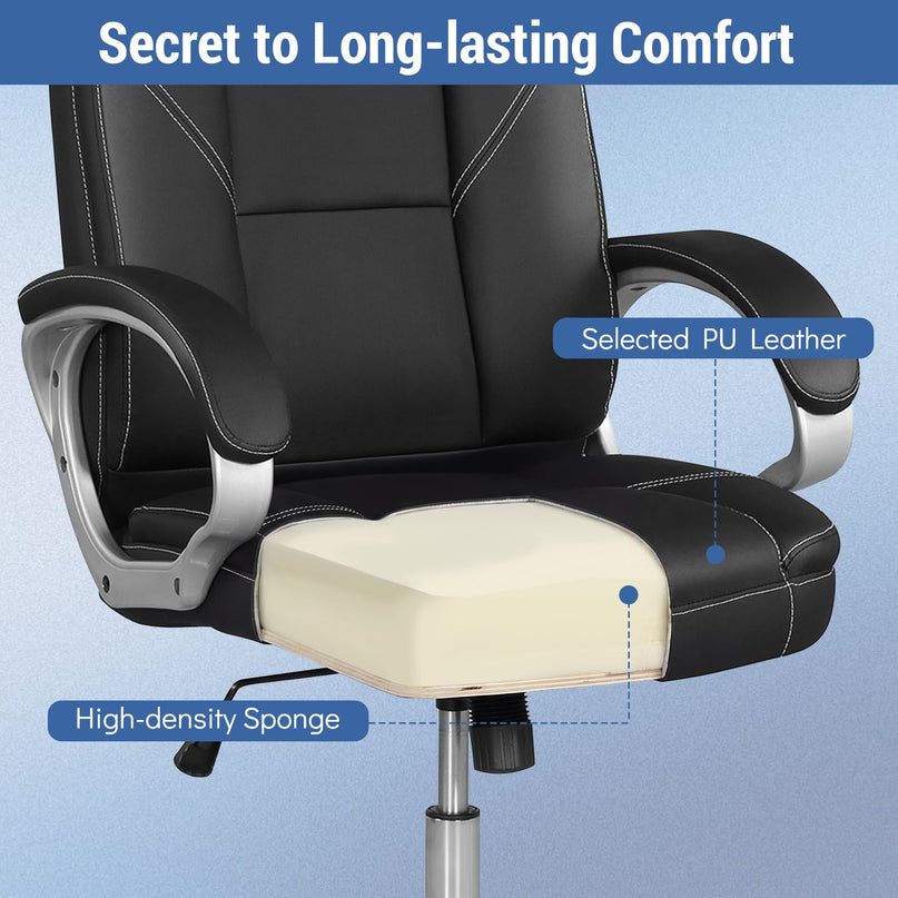 Chaise de bureau Giantex en cuir réglable en hauteur avec roulettes pivotantes à 360°