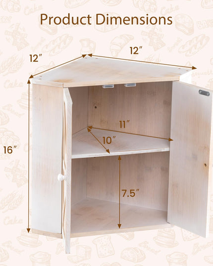 Boîte à pain d'angle Giantex pour comptoir de cuisine avec étagères de garde-manger à 2 niveaux