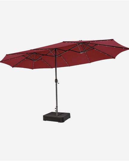 15ft Large Outdoor Umbrella Double-Sided, 48 Solar Lights, Auto-Charging Solar Panel