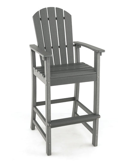 Giantex Outdoor HDPE Bar Stool, Tall Adirondack Chair with Armrests and Footrest, 30 Inches Counter Height Bar Stool