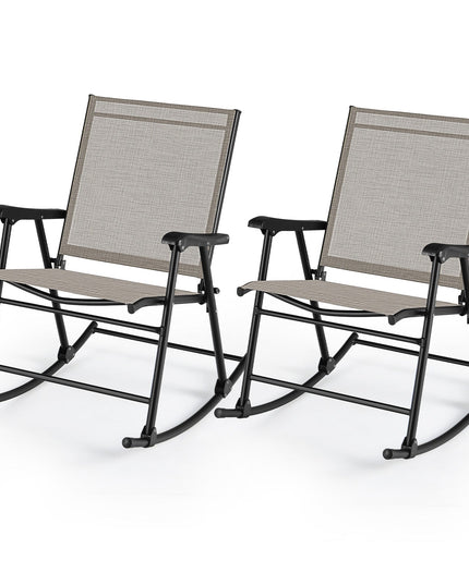 Giantex Folding Rocking Chairs Set of 2 - High Back Patio Rocking Chairs w/Armrests and Footrests, Breathable Back Rest