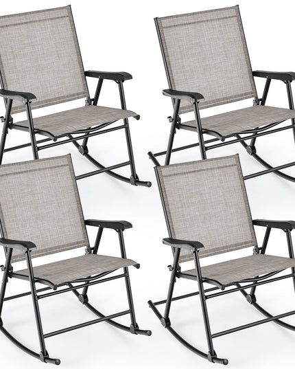 Giantex Folding Rocking Chairs Set of 2 - High Back Patio Rocking Chairs w/Armrests and Footrests, Breathable Back Rest