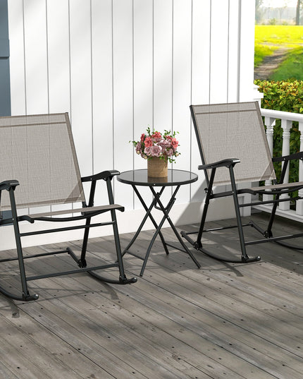 Giantex Folding Rocking Chairs Set of 2 - High Back Patio Rocking Chairs w/Armrests and Footrests, Breathable Back Rest