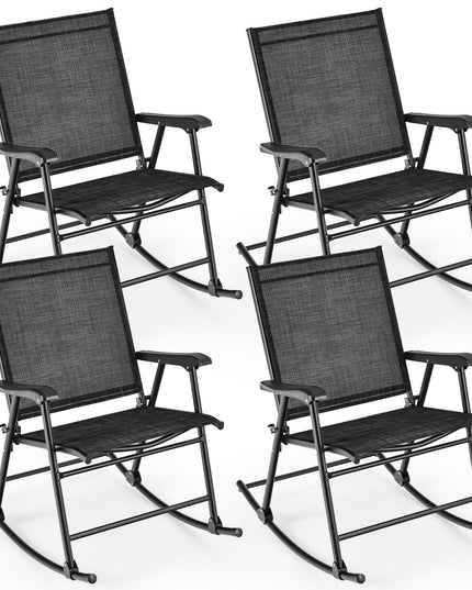 Giantex Folding Rocking Chairs Set of 2 - High Back Patio Rocking Chairs w/Armrests and Footrests, Breathable Back Rest