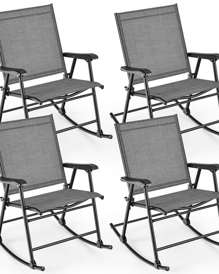 Giantex Folding Rocking Chairs Set of 2 - High Back Patio Rocking Chairs w/Armrests and Footrests, Breathable Back Rest