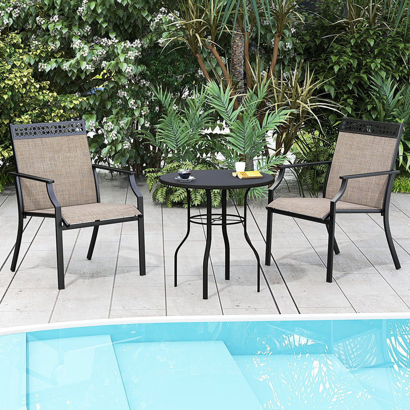 Giantex Patio Chairs Set of 2/4, Outdoor Chairs with All Weather Fabric, High Backrest, Armrests