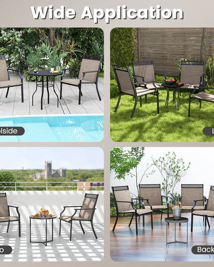 Giantex Patio Chairs Set of 2/4, Outdoor Chairs with All Weather Fabric, High Backrest, Armrests