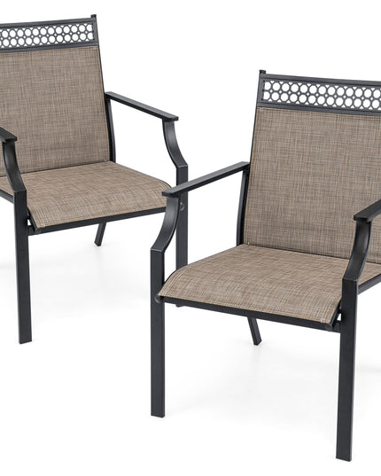 Giantex Patio Chairs Set of 2/4, Outdoor Chairs with All Weather Fabric, High Backrest, Armrests