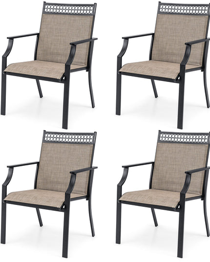 Giantex Patio Chairs Set of 2/4, Outdoor Chairs with All Weather Fabric, High Backrest, Armrests