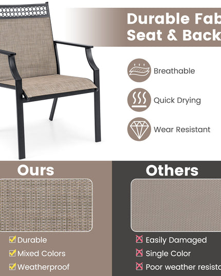 Giantex Patio Chairs Set of 2/4, Outdoor Chairs with All Weather Fabric, High Backrest, Armrests