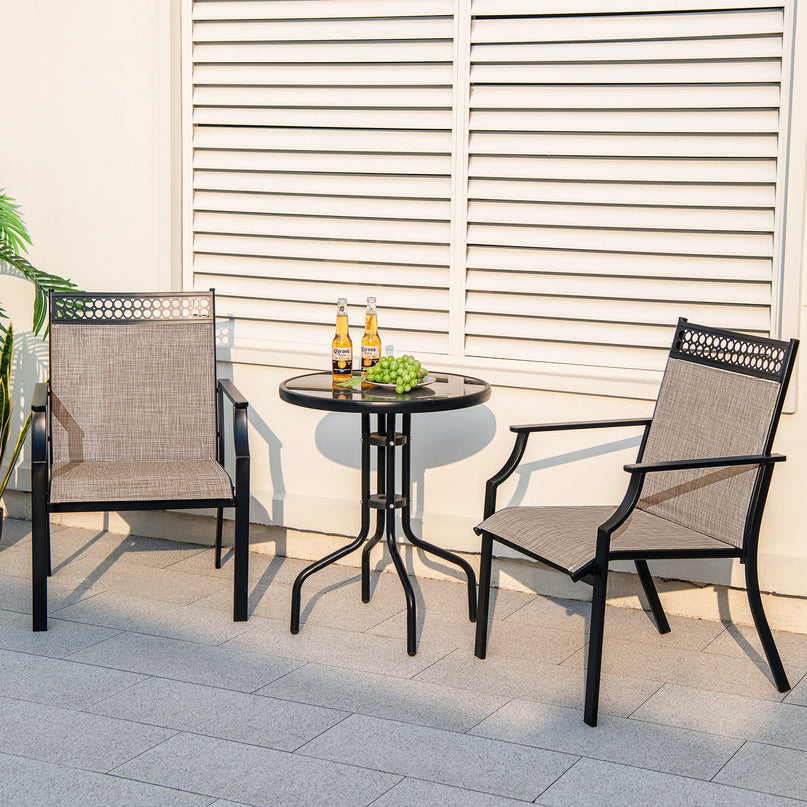 Giantex Patio Chairs Set of 2/4, Outdoor Chairs with All Weather Fabric, High Backrest, Armrests
