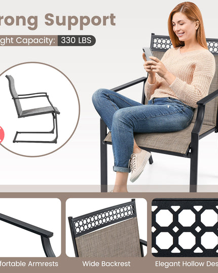 Giantex Patio Chairs Set of 2/4, Outdoor Chairs with All Weather Fabric, High Backrest, Armrests