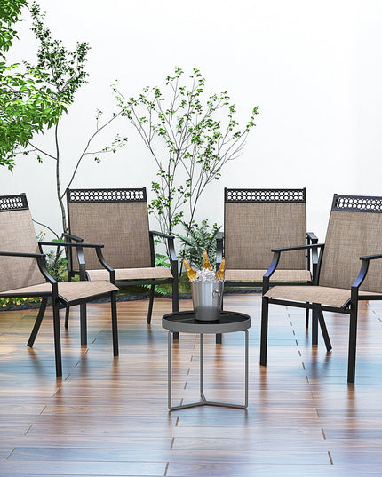 Giantex Patio Chairs Set of 2/4, Outdoor Chairs with All Weather Fabric, High Backrest, Armrests