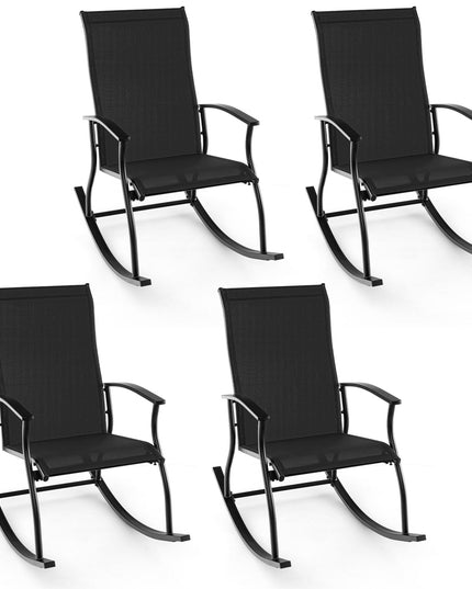 Giantex Outdoor Rocking Chair Set of 2 - Patio Rocking Chairs w/Breathable Backrest, Navy