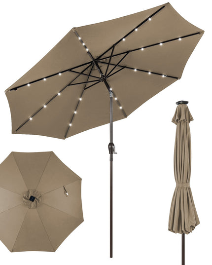 10ft Solar Patio Umbrella Outdoor with Lights Pool Indoor Outdoor Use