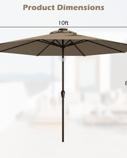 10ft Solar Patio Umbrella Outdoor with Lights Pool Indoor Outdoor Use