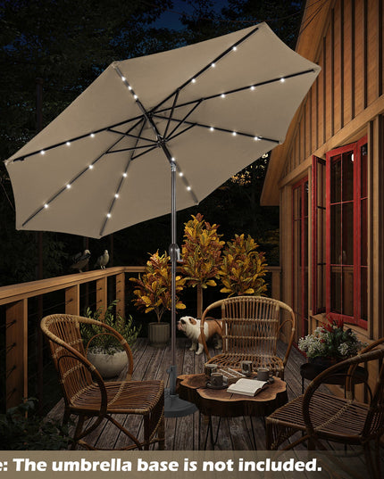 10ft Solar Patio Umbrella Outdoor with Lights Pool Indoor Outdoor Use