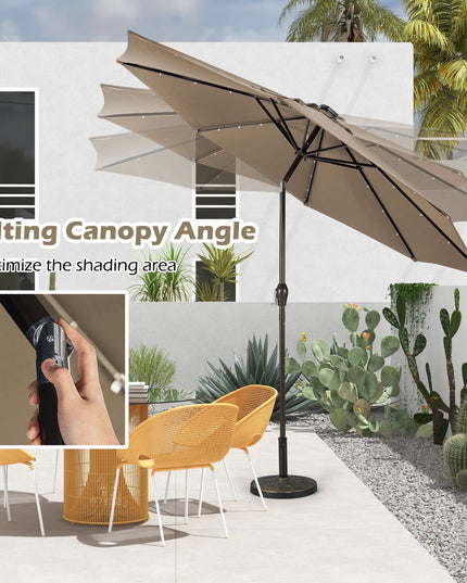 10ft Solar Patio Umbrella Outdoor with Lights Pool Indoor Outdoor Use