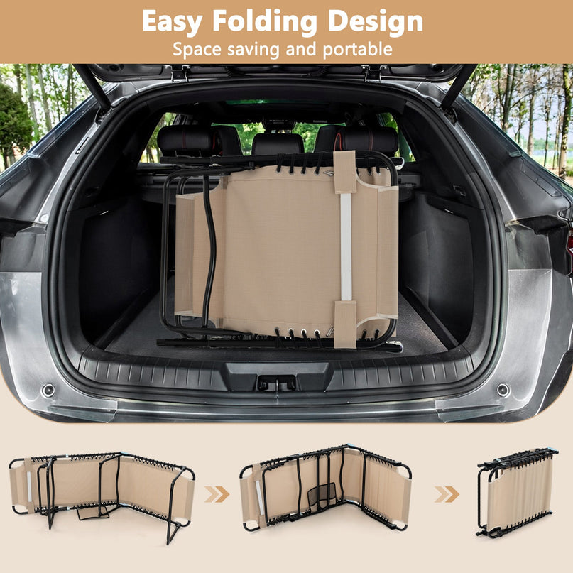 Folding Chaise Lounge Chair, Adjustable Beach Chair, Folding Patio Recliner
