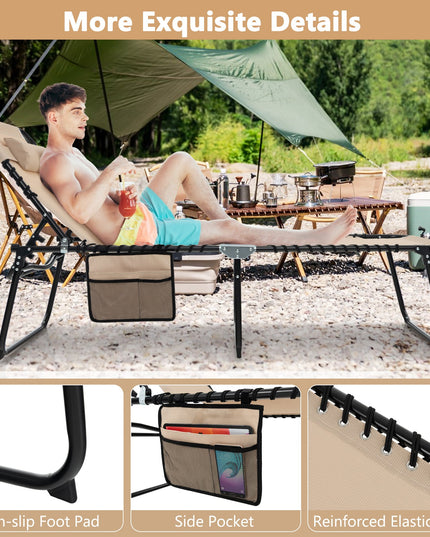 Folding Chaise Lounge Chair, Adjustable Beach Chair, Folding Patio Recliner
