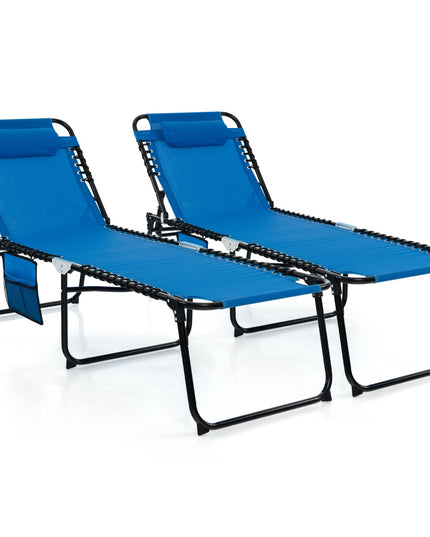 Folding Chaise Lounge Chair, Adjustable Beach Chair, Folding Patio Recliner