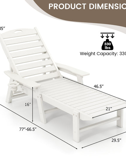 Giantex Adjustable Chaise Lounge Outdoor - Patio HDPE Reclining Chair Outdoor Recliner