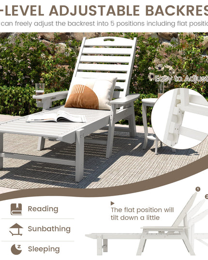 Giantex Adjustable Chaise Lounge Outdoor - Patio HDPE Reclining Chair Outdoor Recliner